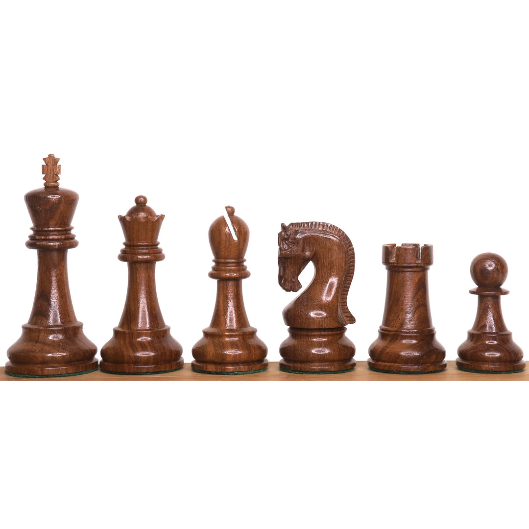 Slightly Imperfect Leningrad Staunton Chess Set - Chess Pieces Only - Golden Rosewood & Boxwood - 4" King