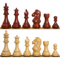 Bridle Staunton luxury chess pieces in a full lineup featuring bud rosewood and boxwood finishes.