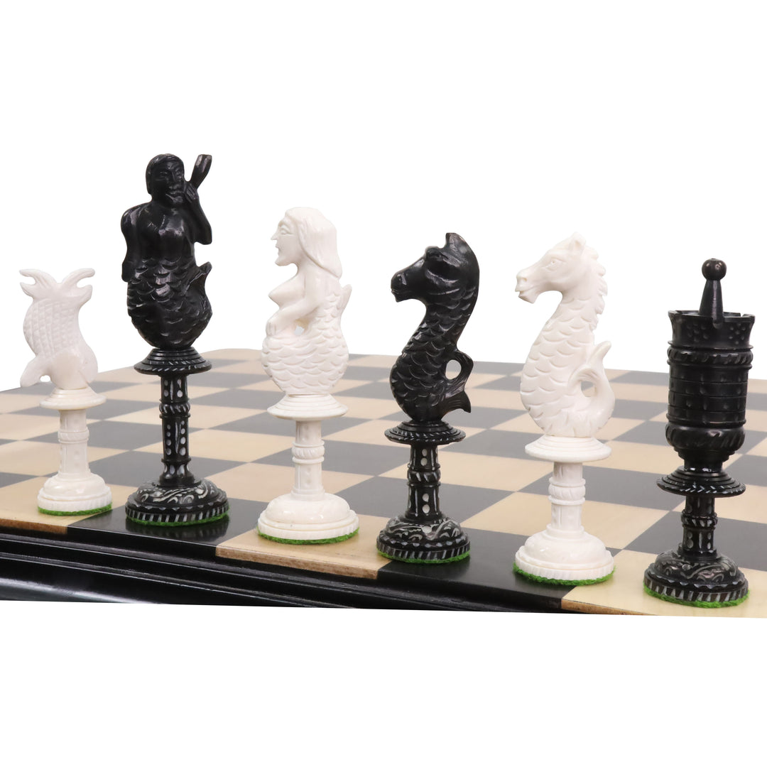 Juego de piezas de ajedrez talladas a mano 4.8" Water Kingdom Series - Hueso de camello