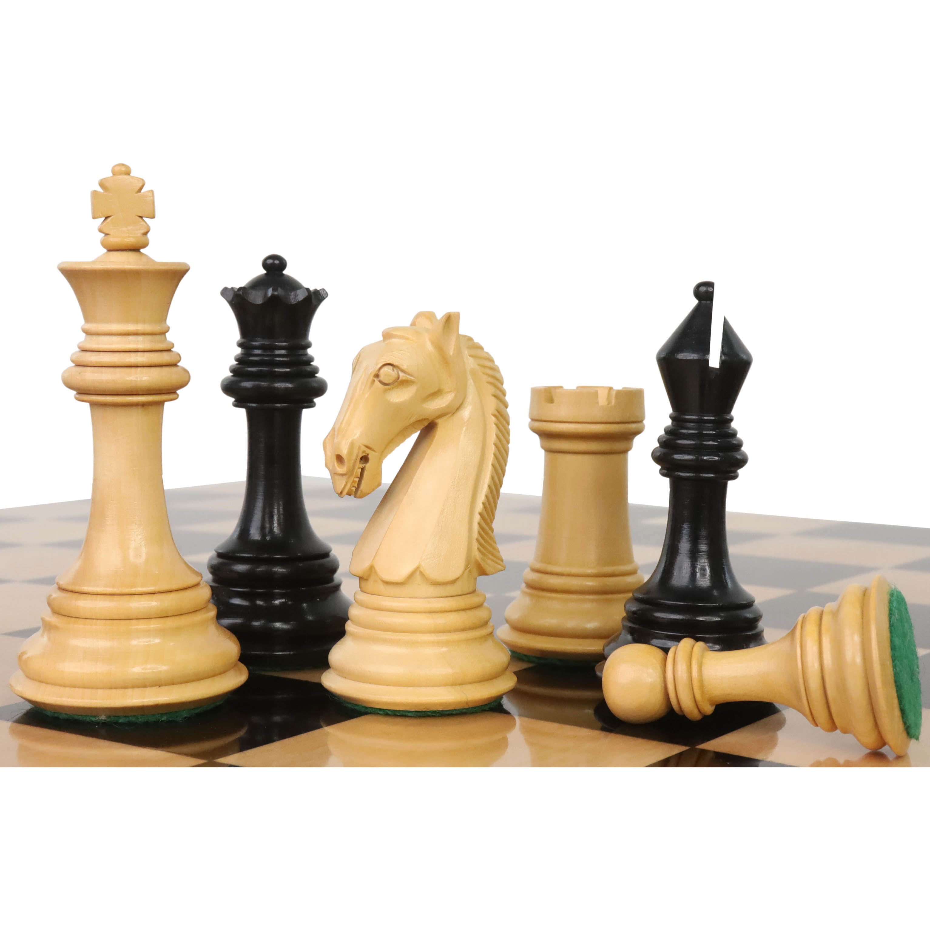 3.9" New Columbian Staunton Chess Pieces Only Set - Ebony Wood - Double Weighted