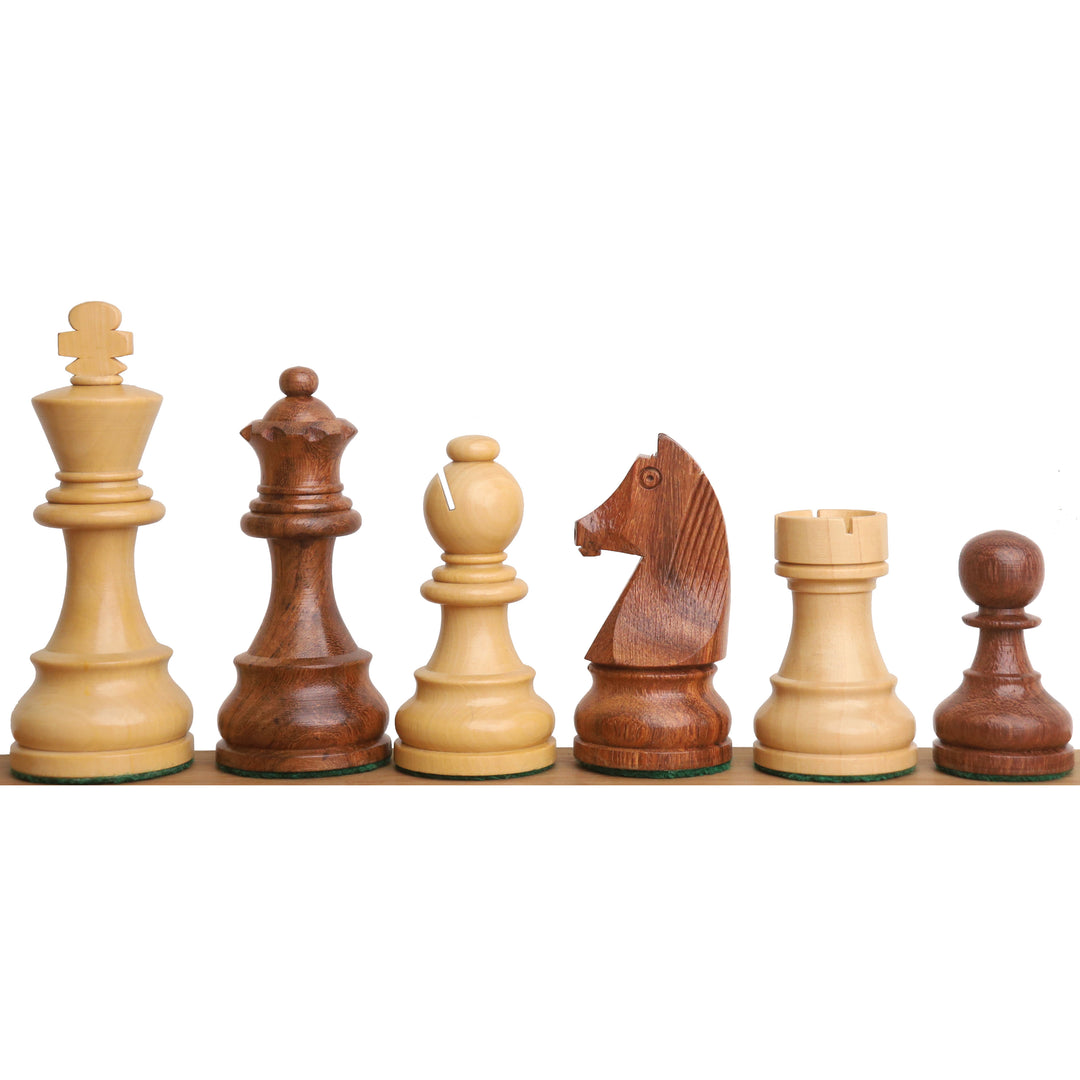 Zestaw szachów mistrzowskich 3,9” - figury w złote drewno różane z planszą i pudełkiem