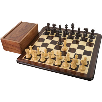 4.1" Pro Staunton Weighted Wooden Chess Pieces In Rosewood With 21" Board And Wooden Storage Box