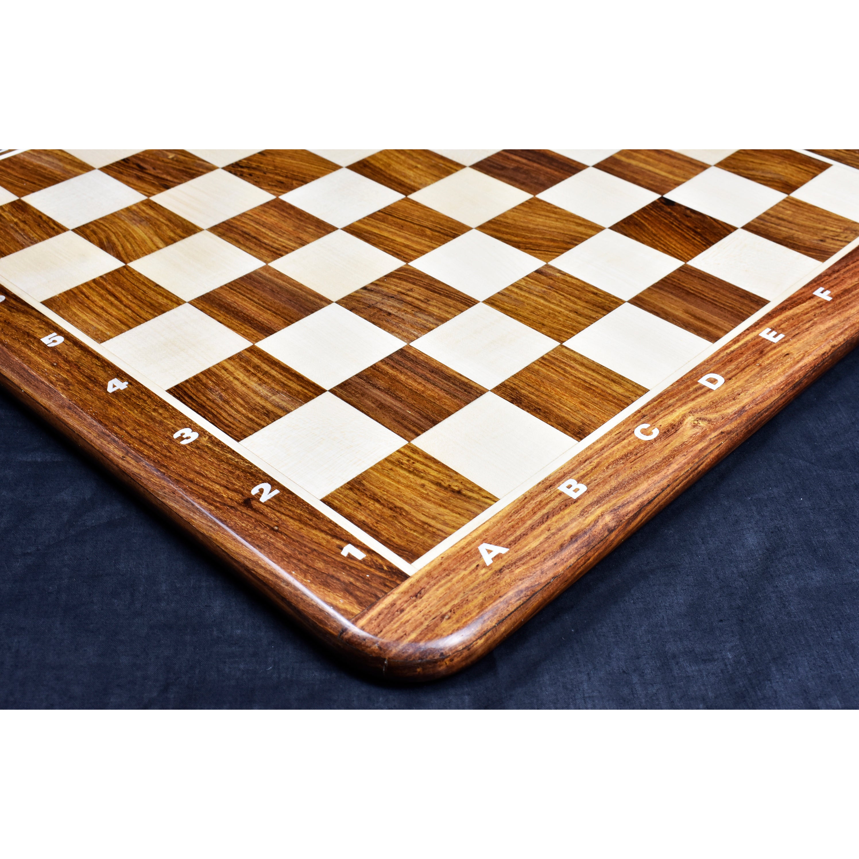 17" Inlaid Wood Chess Board -Golden Rosewood & Maple - Algebraic Notations