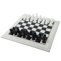 Complete 12-inch handcarved marble stone chess set in black and white.