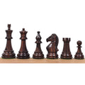 Six dark rosewood Majestic Series Staunton chess pieces lined up from king to pawn.