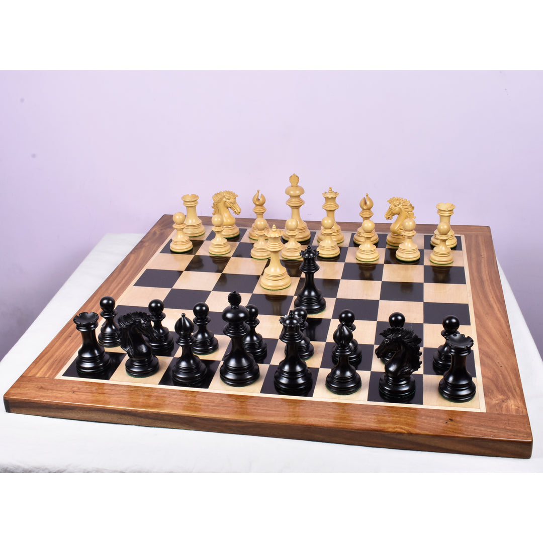 Jeu d'échecs Alexandria Luxe Staunton légèrement imparfait - Pièces d'échecs uniquement - Triple lestage - Bois d'ébène