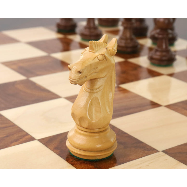 Set di scacchi Meghdoot Serie Staunton da 3,4" - Solo pezzi di scacchi - Palissandro dorato pesato