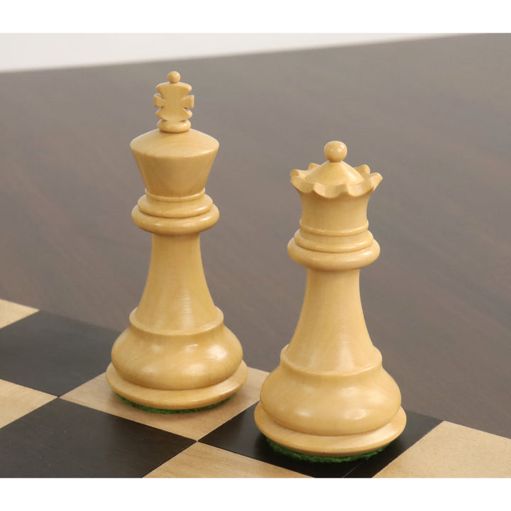3" professionelt Staunton-skaksæt - kun skakbrikker - Vægtet eboniseret buksbom