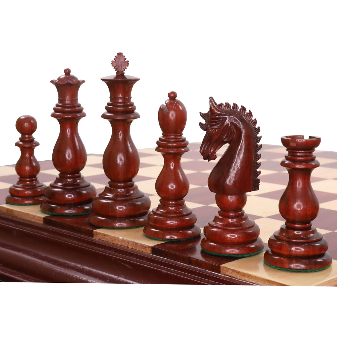 Set di scacchi Medallion Luxury Staunton da 4,6" - Solo pezzi di scacchi - Palissandro Bud a peso triplo