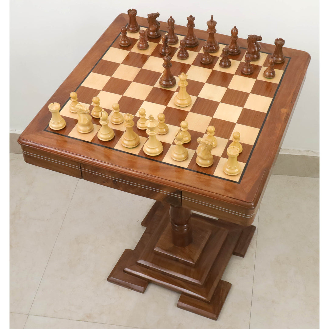 Tavolo con scacchiera in legno da 20" con pezzi Staunton - Palissandro dorato e acero