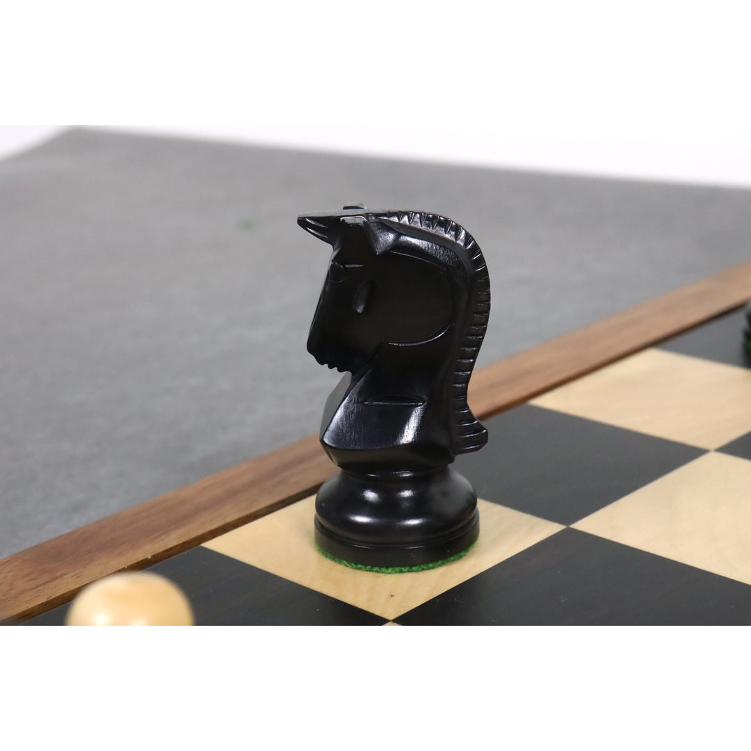 Slightly Imperfect 1950 Reproduced Bobby Fischer 3.7" Dubrovnik Chess Set - Chess Pieces Only Ebonised Boxwood