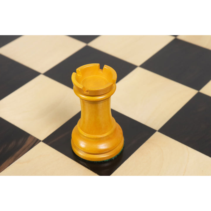 Slightly Imperfect 3.9" French Chavet Tournament Chess Set - Chess Pieces Only - Antiqued Boxwood