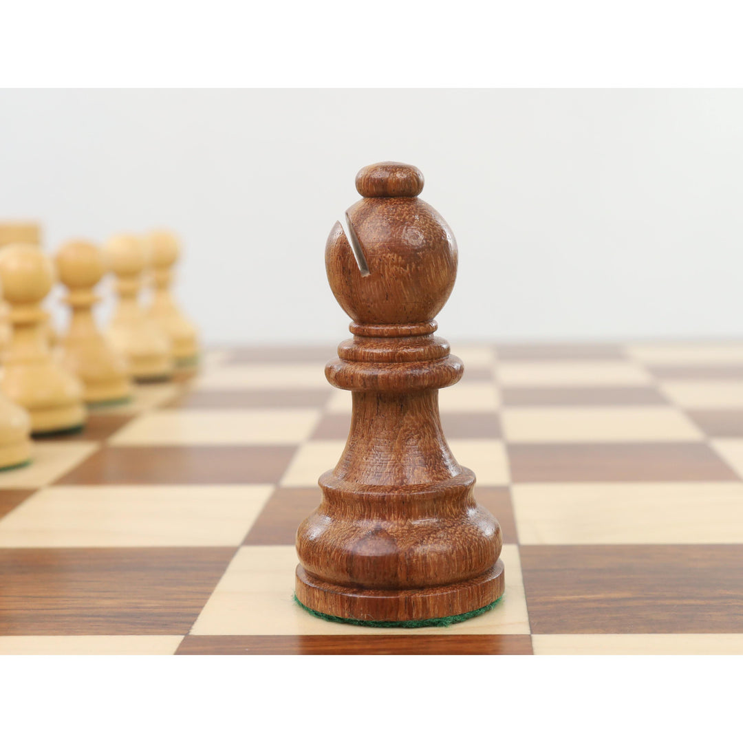 Jeu d'échecs de tournoi 3.9" - Pièces d'échecs uniquement - Bois de rose doré avec reines supplémentaires
