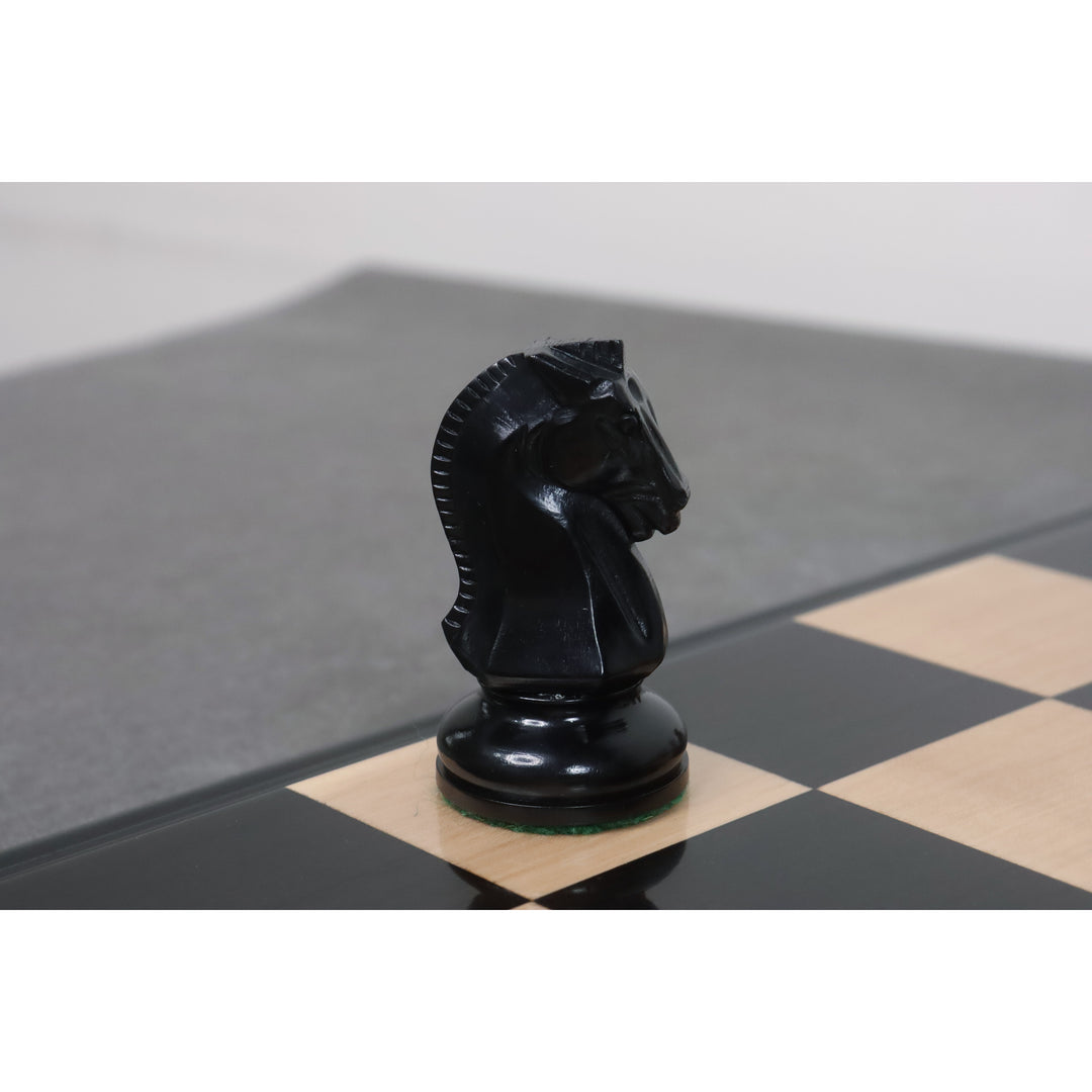 1950'ernes Fischer Dubrovnik skaksæt - kun skakbrikker - ibenholt og buksbom - 3,8" konge