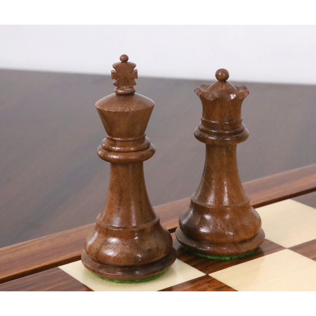 Jeu d'échecs professionnel Staunton 3" - Pièces d'échecs uniquement - Bois de rose doré lesté