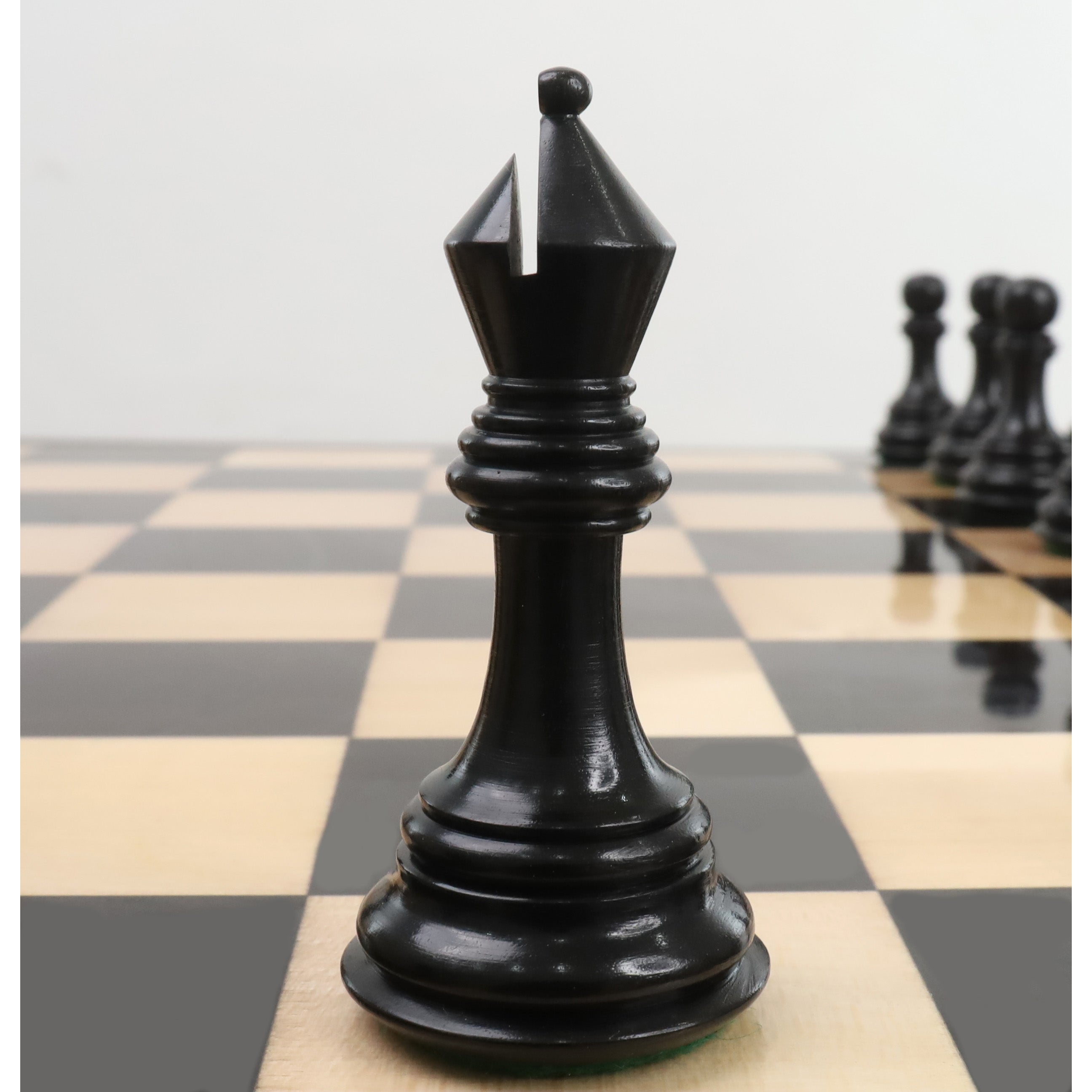 Slightly Imperfect 3.9" New Columbian Staunton Chess Pieces Only Set - Ebony Wood - Double Weighted