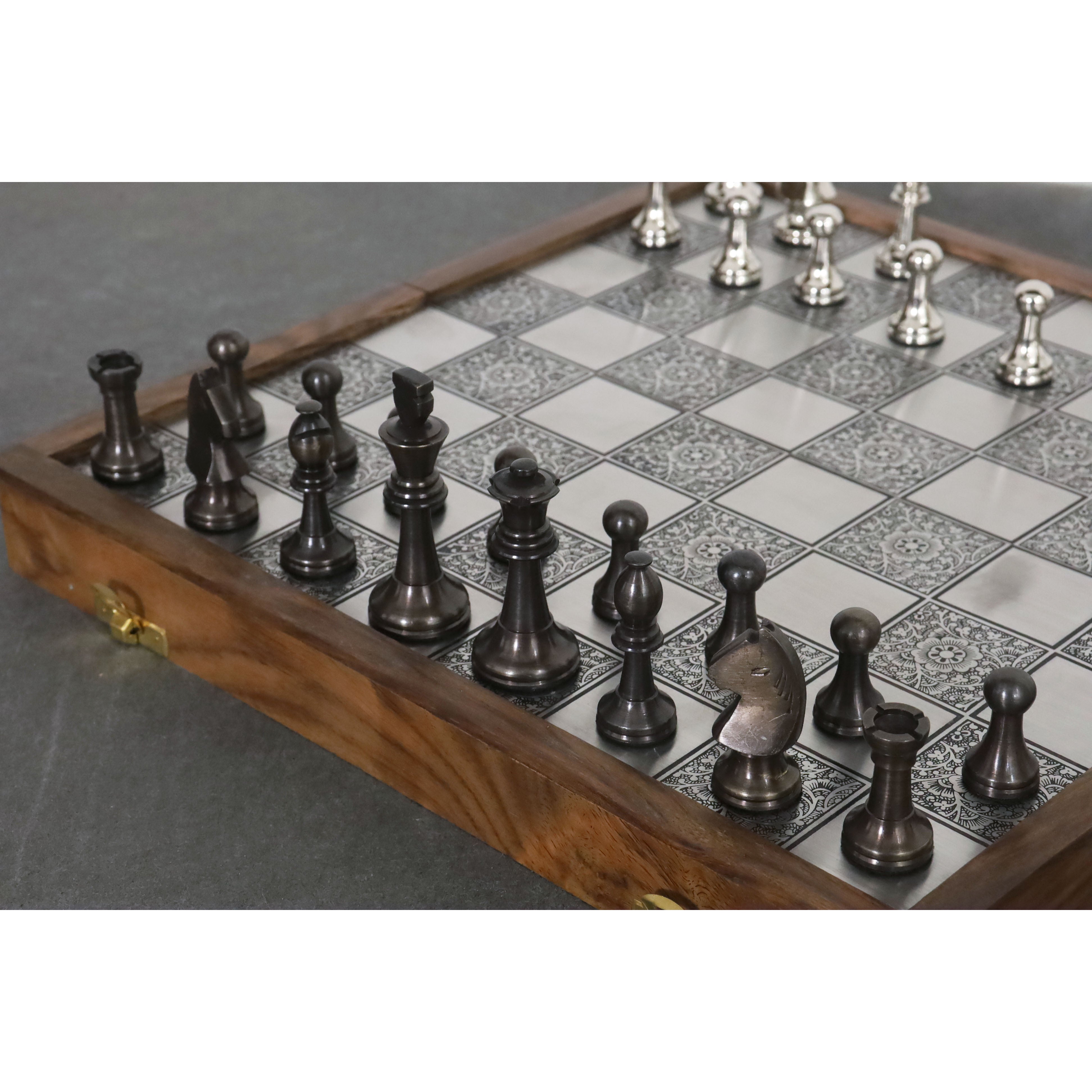 Brass Metal Staunton Inspired Luxury Chess Pieces
