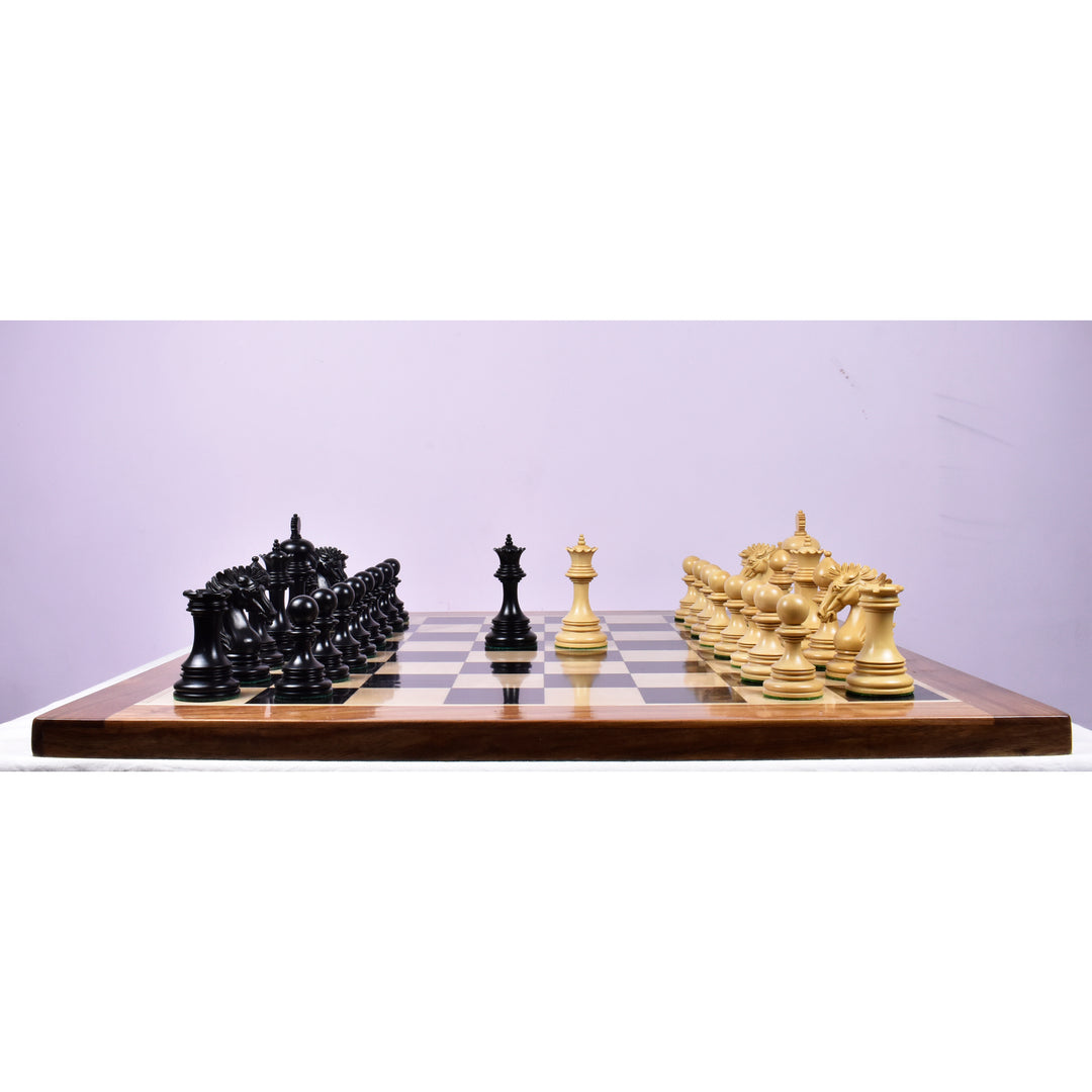 Jeu d'échecs Alexandria Luxe Staunton légèrement imparfait - Pièces d'échecs uniquement - Triple lestage - Bois d'ébène