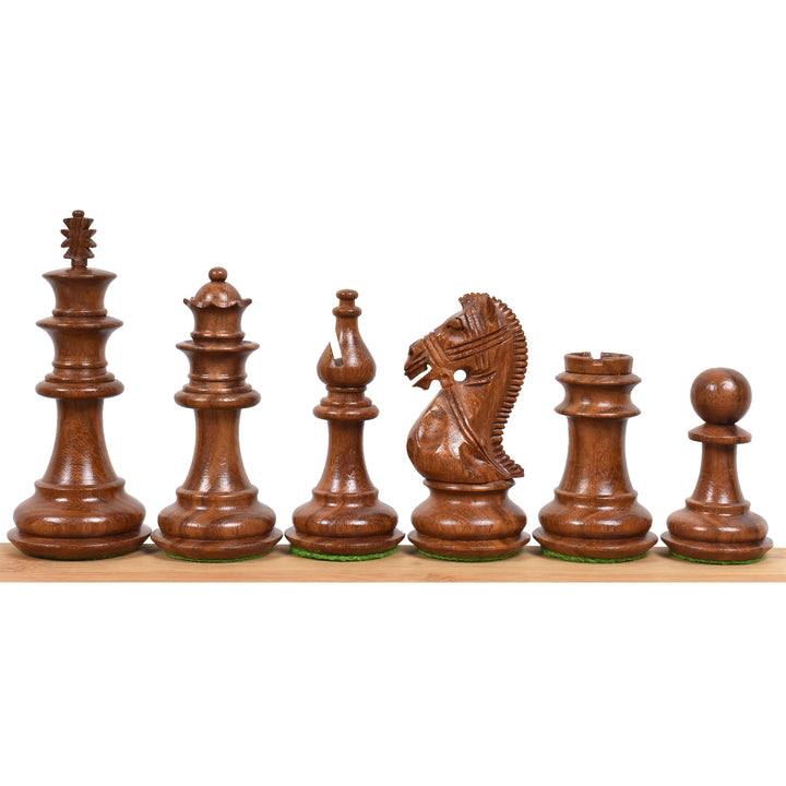 4.2" Luksusowy zestaw szachów ważonych z drewna sheesham - tylko figury szachowe - dodatkowe królowe