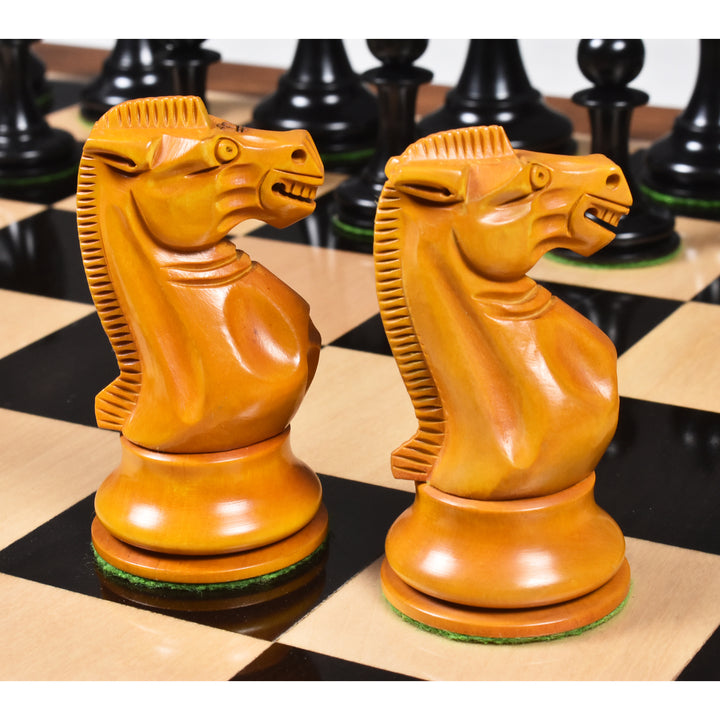 Jeu d'échecs reproduit par B & Co au 19ème siècle - Pièces d'échecs uniquement - Bois d'ébène véritable - 4.3″.