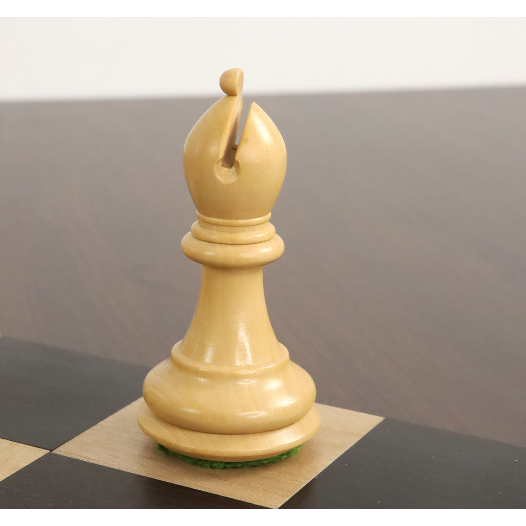 3” profesjonalny zestaw szachów Staunton - tylko  szachy - ważony ebonizowany bukszpan