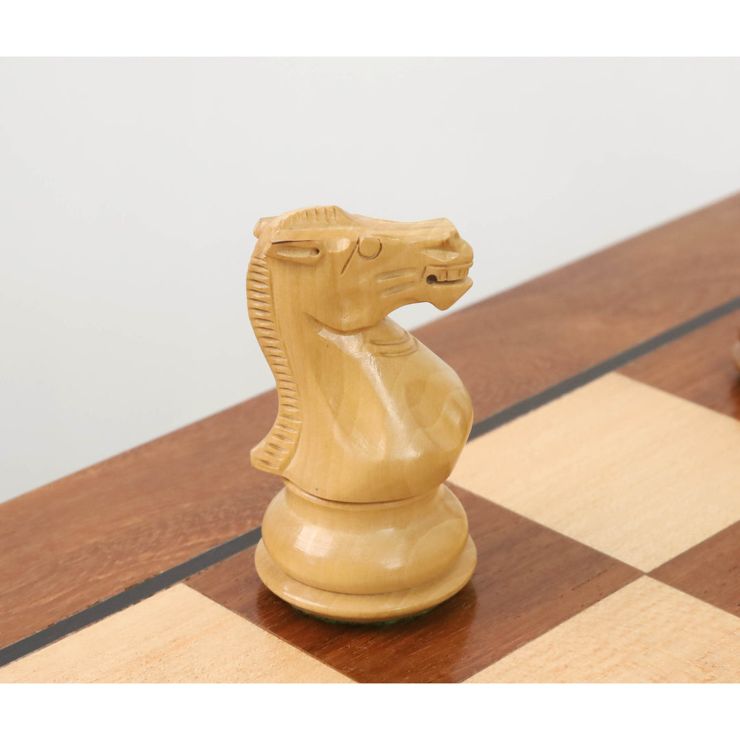 20" Holzschachbrett Tisch mit Staunton Schachfiguren -Goldenes Rosenholz & Ahorn