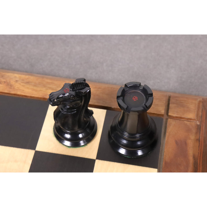 Slightly Imperfect 4.5" Reproduced 1849 Staunton Chess Set - Chess Pieces Only- Antiqued Boxwood & Ebony