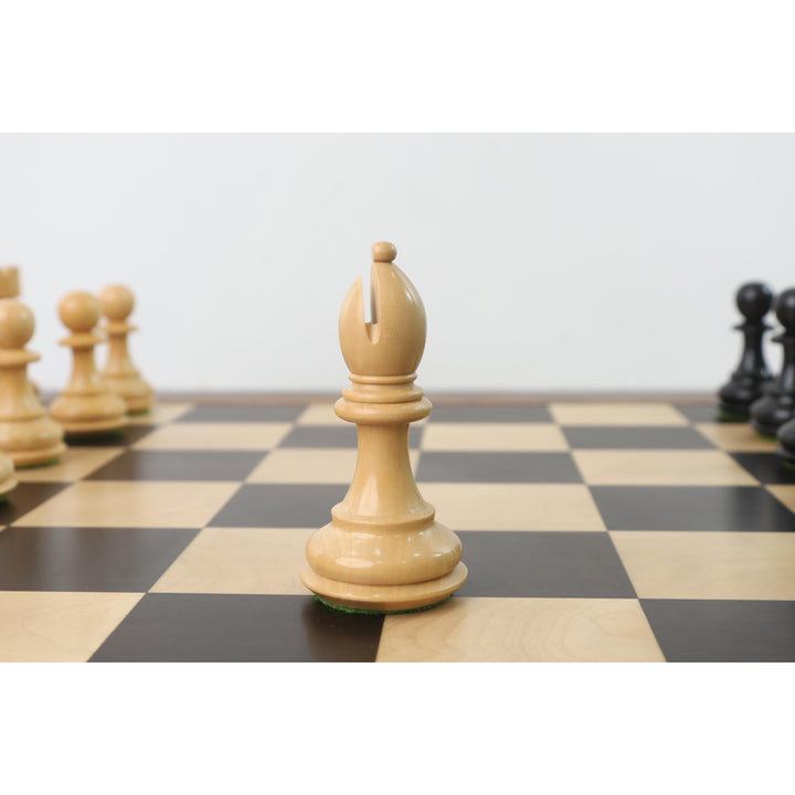 4.1” Pro Staunton Zestaw szachów drewnianych z ważonymi figurami szachowymi - tylko szachy - drewno ebonizowane - 4 królowe