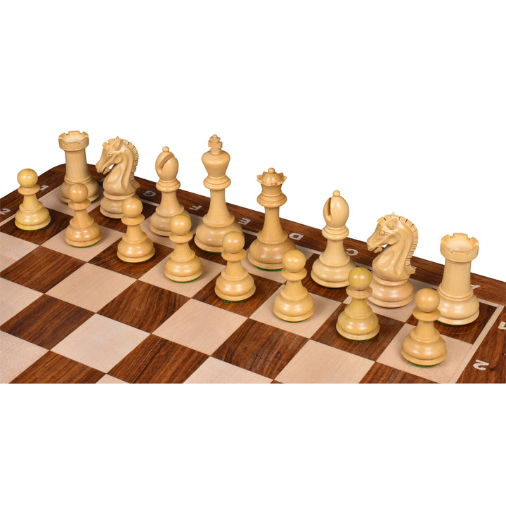 Leggermente imperfetto 3.9" Set di scacchi Craftsman Knight Staunton - Solo pezzi di scacchi - Triplo peso in palissandro dorato