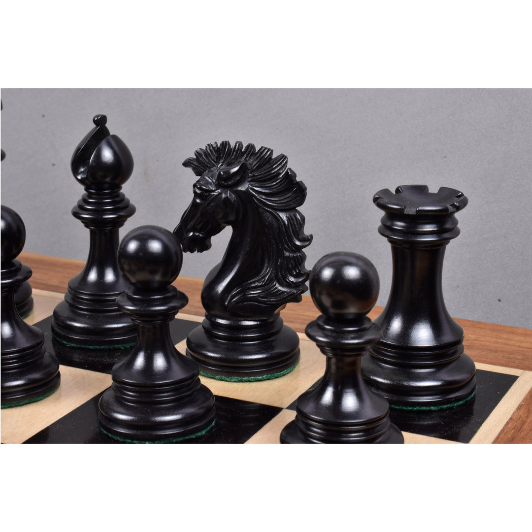 Jeu d'échecs Alexandria Luxe Staunton légèrement imparfait - Pièces d'échecs uniquement - Triple lestage - Bois d'ébène