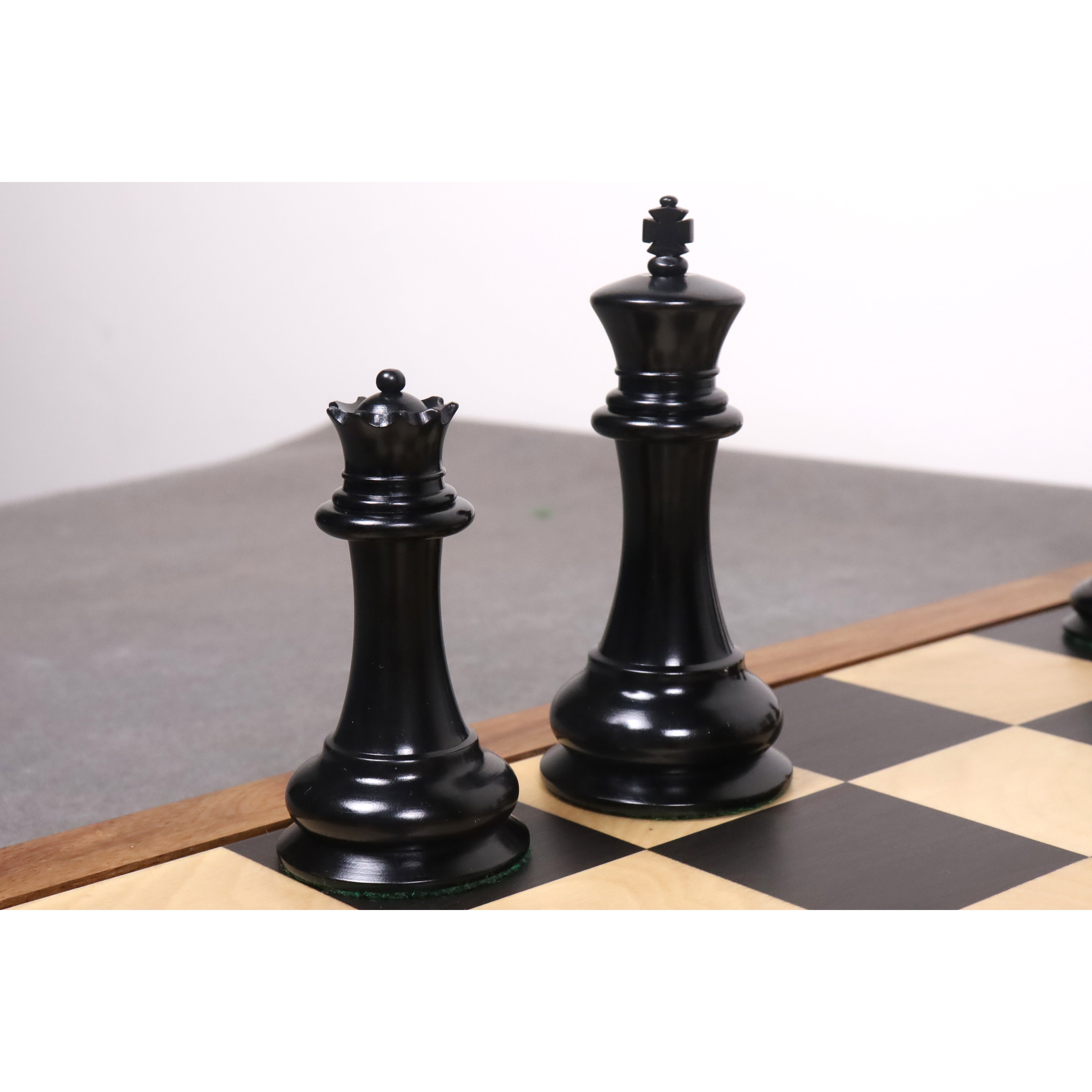 Slightly Imperfect 4.5" Reproduced 1849 Staunton Chess Pieces Only set- Antiqued Boxwood & Ebony
