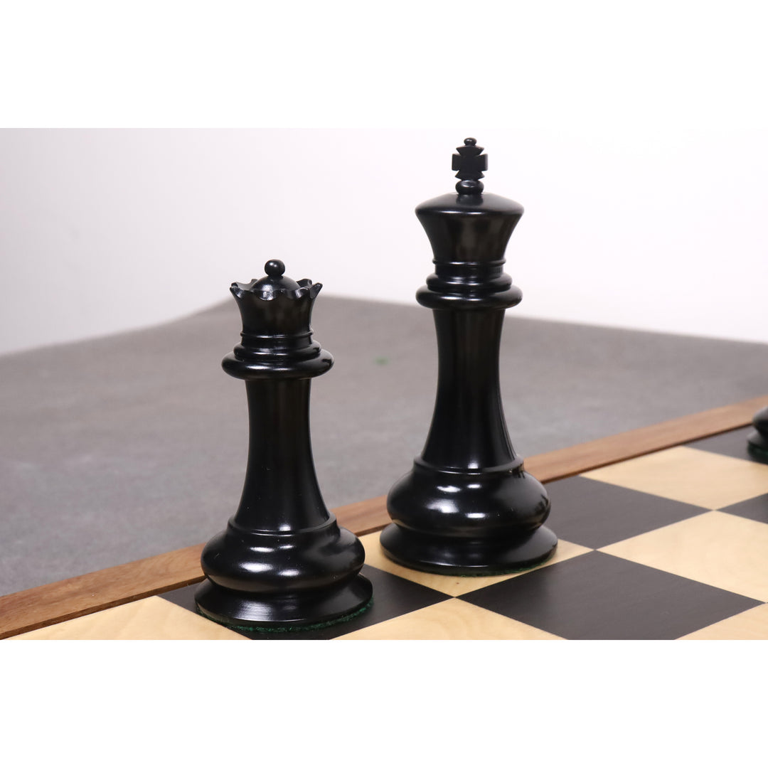 Slightly Imperfect 4.5" Reproduced 1849 Staunton Chess Set - Chess Pieces Only- Antiqued Boxwood & Ebony