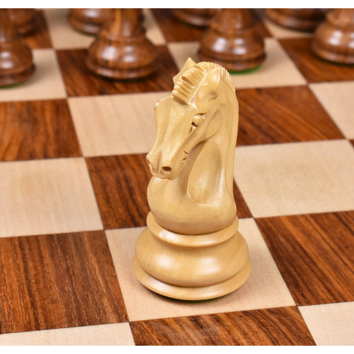 Slightly Imperfect 3.9" Craftsman Knight Staunton Chess Set - Chess Pieces Only - Triple Weighted Golden Rosewood