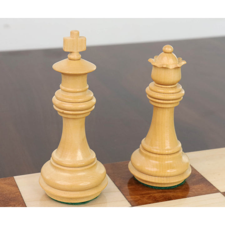 3,4" Meghdoot Serie Staunton-skaksæt - kun skakbrikker - vægtet gyldent rosentræ