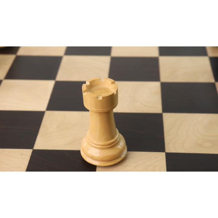 4,1" Pro Staunton vægtet træskaksæt - kun skakbrikker - eboniseret træ - 4 dronninger