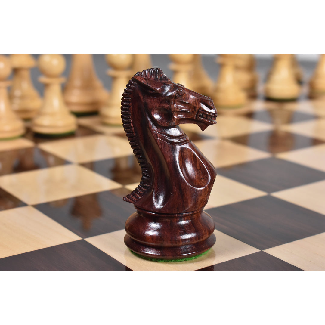 4.1″ Traveller Staunton Luksus skaksæt - kun skakbrikker - Tredobbelt vægtet rosentræ