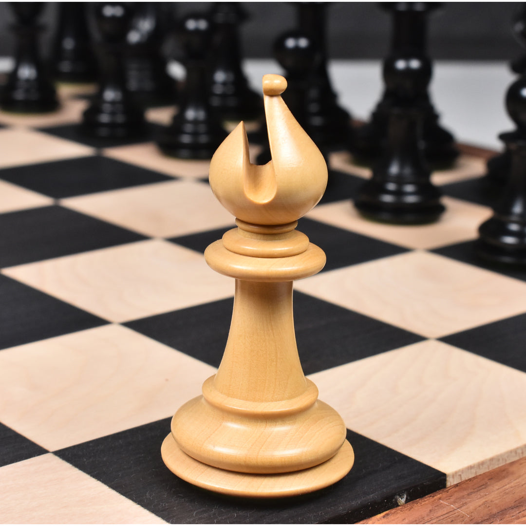 3,7" Emperor Serie Staunton skaksæt - kun skakbrikker - dobbeltvægtet ibenholt træ