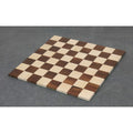 Full view of a 13 inch solid wood roll up travel chess board featuring 40mm golden rosewood and maple squares.