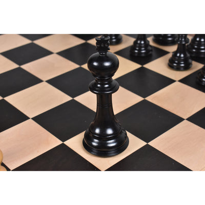 4.6" Prestige Luxury Staunton Chess Pieces Only set -Natural Ebony Wood- Triple Weighted