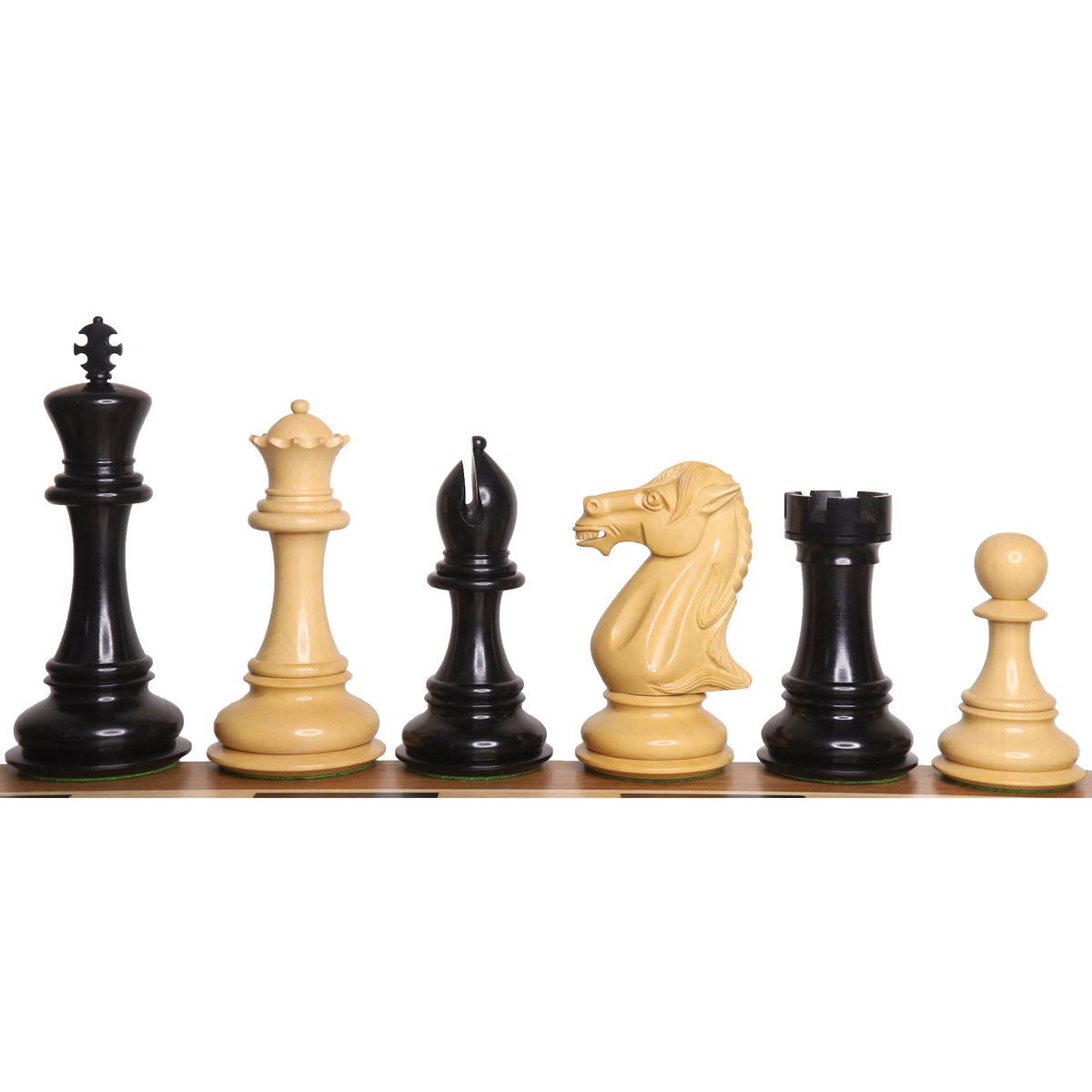 Stunning black ebony and white boxwood Mammoth Luxury Staunton chess set pieces.