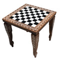 14" Golden Rosewood chess table with acrylic ivory inlay and floral hand-carved legs.