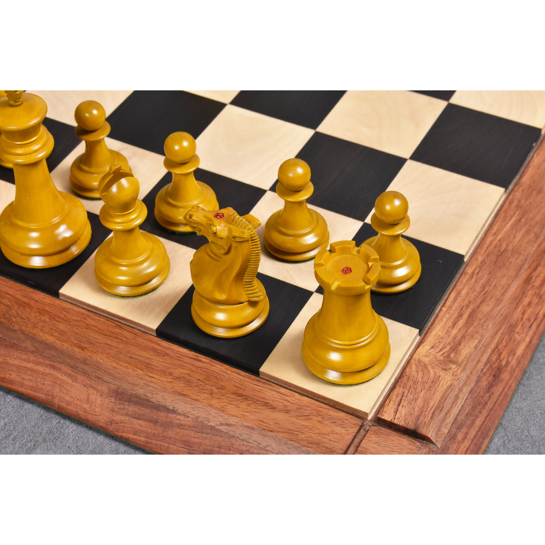Lidt uperfekt 1849 Jacques Cook Staunton samler skaksæt - kun skakbrikker - ibenholt træ - 3,75"
