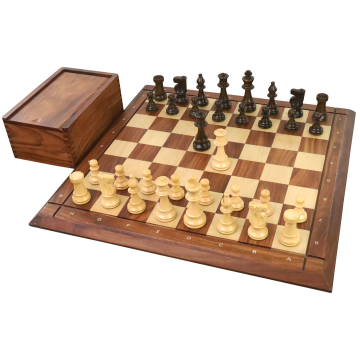 Set di scacchi francese Lardy migliorato - Solo pezzi di scacchi - Legno di bosso tinto noce - Re 3,9