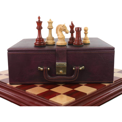 4.5" Tilted Knight Luxury Staunton Chess Pieces Only Set - Bud Rosewood & Boxwood