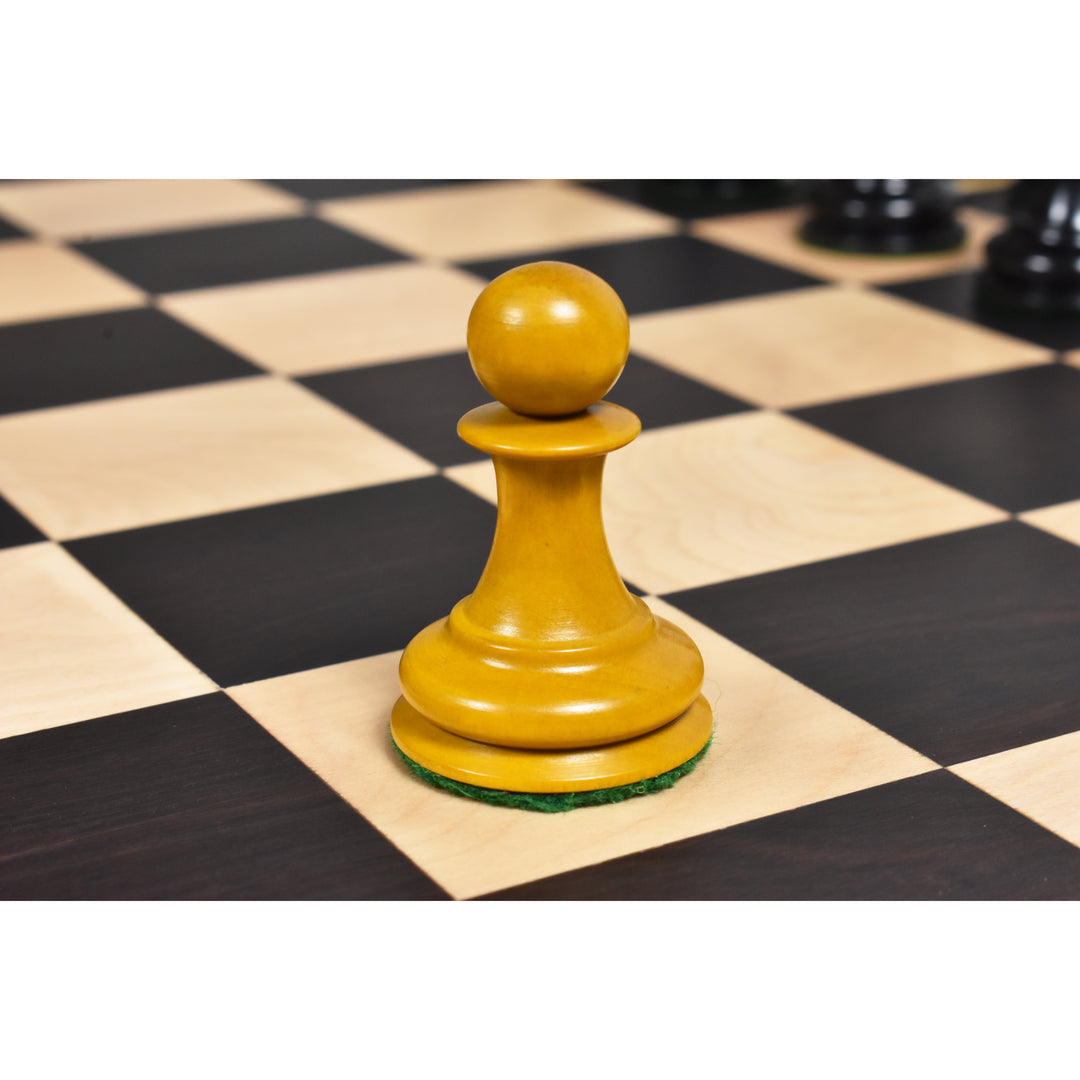 Jeu d'échecs de collection Jacques Cook Staunton 1849 légèrement imparfait - Pièces d'échecs uniquement - Bois d'ébène - 3.75".