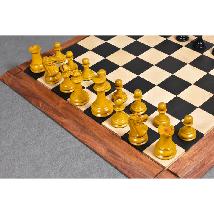 Nieznacznie niedoskonały kolekcjonerski zestaw szachów Jacques Cook Staunton z 1849 roku - tylko szachy - drewno hebanowe - 3,75 cala