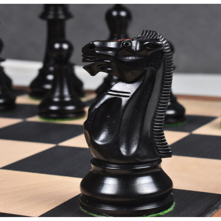Set di scacchi Lessing Staunton da 3,9" - Solo pezzi di scacchi - Legno naturale di ebano - Tripla pesatura