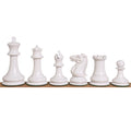 White 1849 Jacques Cook Staunton collectors chess pieces with a polished bone-like finish.