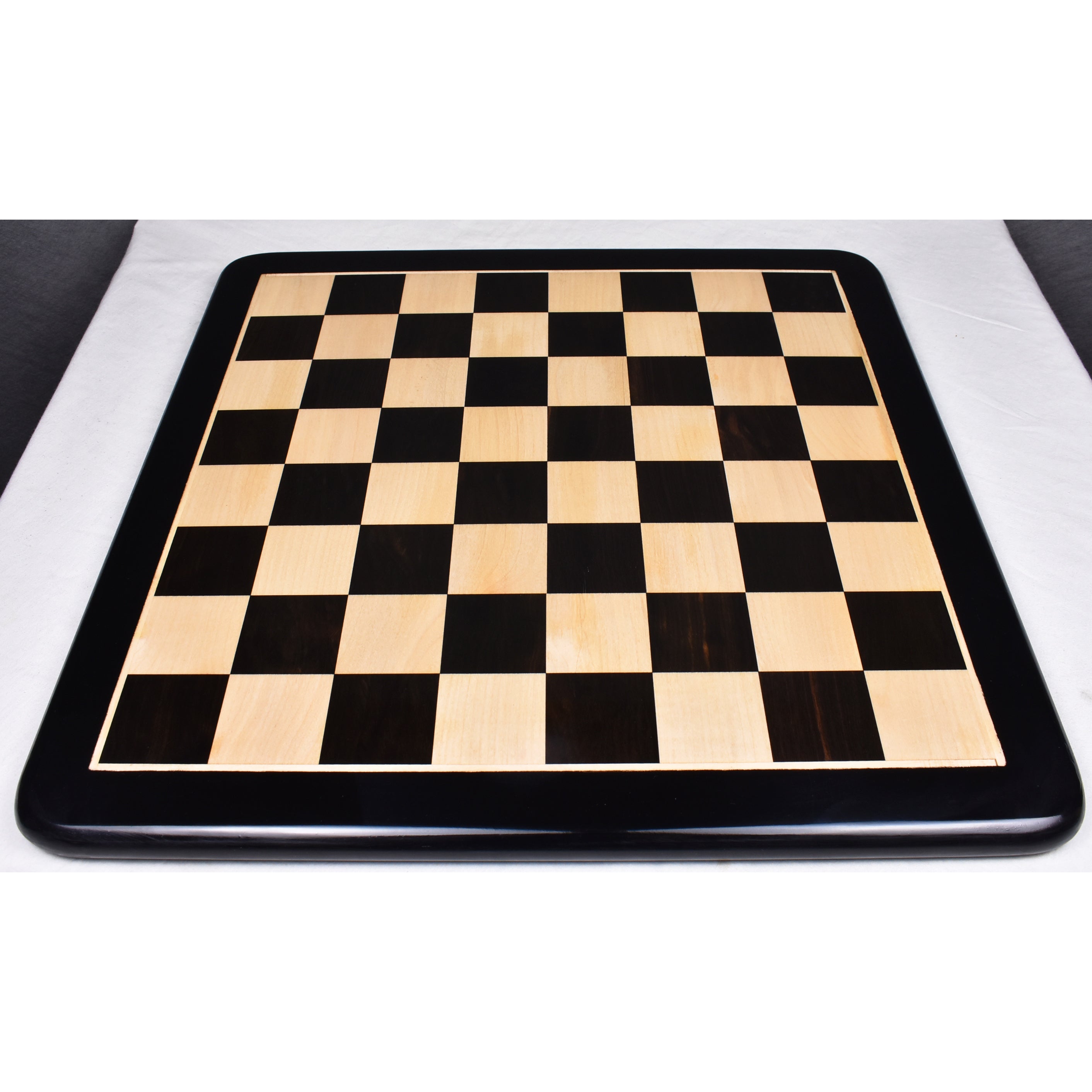 Professional 19 inch solid ebony and maple wood chess board with 50 mm squares on marble.