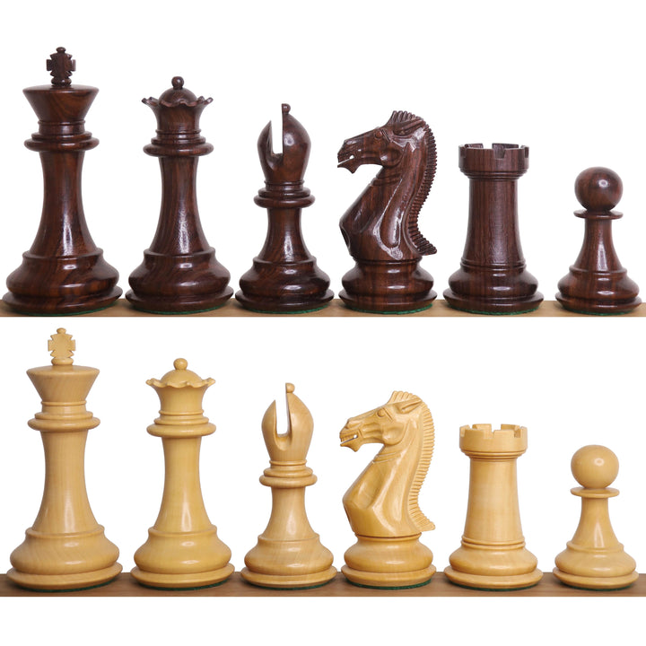 4.1″ Traveller Staunton Luksus skaksæt - kun skakbrikker - Tredobbelt vægtet rosentræ